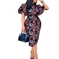 Robe Africaine en Coton Imprimé Wax pour Femme, Modèles Dashiki Kitenge, Broderie, Manches Cloche, Printemps-Été, Écologique, Quotidienne, Style Cache-Cœur