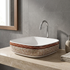 Lavabo Carré Moderne en Granit pour Hôtel, Design Tendance, Lavabo Artisanal pour Salle de Bain, Vasque à Poser sur Comptoir - Product Image 5