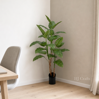 Plante artificielle en plastique Dieffenbachia 150 cm (5 pieds) de haut, canne muette avec feuilles variées, décoration de sol intérieure de haute qualité