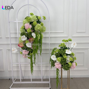 LEDA ดอกไม้ประดิษฐ์แบบผ้าไหมขายดี รุ่นไฮเดรนเยีย สีเขียวปาล์ม สีขาว สำหรับตกแต่งโต๊ะ - Product Image 1