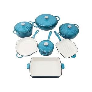 Juego de <span class=keywords><strong>Ollas</strong></span> y Sartenes de Hierro Fundido Esmaltado para Cocina - Juego de 7 Piezas, No Tóxico, Apto para Cocina de Inducción - Product Image 5