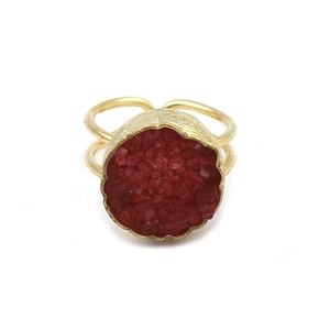 Bague Druzy violette faite à la main plaqué or bijoux en pierres précieuses réglables forme ronde bague de créateur confortable cadeau pour elle - Product Image 6