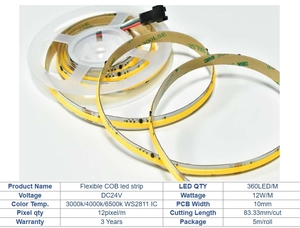 WS2811 COB <b>Running</b> Water Flowing Horse Race Chasing <b>LED</b> Strip <b>Light</b> Pixel Tape DC24V 360LEDs/m Flexible Cool Natural Warm White - Product Image 4