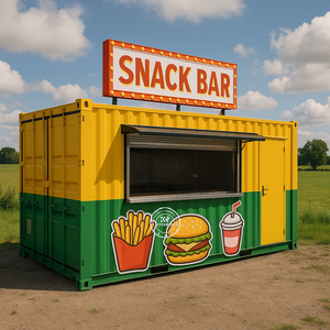 Container Restaurant Shipping <b>Bar</b> 20ft Mobile Kitchen Container Modular Kitchen Cafe Container Fast Food Kiosk Coffee Shop Store - Product Image 4