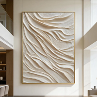Art mural abstrait texturé beige 3D peint à la main sur mesure, art moderne neutre Wabi Sabi, commande en gros, 30 ans d'expérience