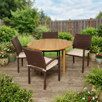 Ensembles de meubles de jardin modernes en résine, rotin, teck, chaises et tables de salle à manger avec coussins résistants à l'eau