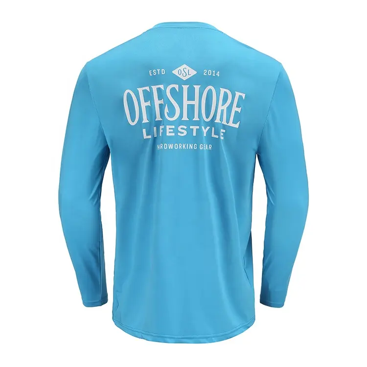 Custom latest design blue long sleeve quick dry customize tournament sublimation plain fishing shirts jersey uv fishing t-shirts