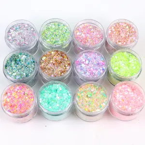 Venta al por mayor de purpurina gruesa de colores mezclados MS Magic Candy polvo brillante grueso para Nail Art Tumblers Craft Slime