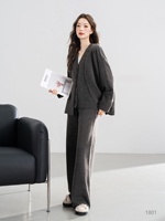 Ensemble de vêtements de détente en tricot crocheté pour femmes, veste sans manches, cardigan ouvert sur le devant, pantalon large, ultra doux, respirant, écologique