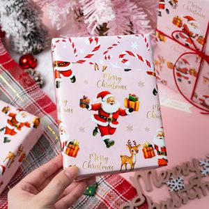 Pink Christmas <b>Wrapping</b> <b>Paper</b> Roll 17 Inch X 33 Feet Reversible Santa Deer Candy Cane Design Gift Craft Packaging - Product Image 4