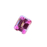 Saphir rose Sakura poli, biseauté, rectangulaire, taillé, pierre brute, taille émeraude, pierre précieuse synthétique, saphir rose clair