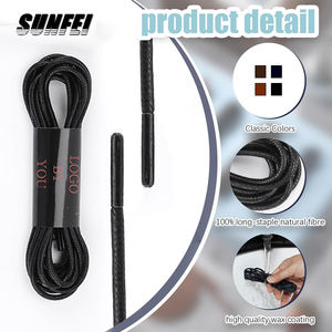 IRun Chaîne de chaussures en cuir tressé <span class=keywords><strong>brillant</strong></span> de luxe Lacets cirés imperméables Aglets en métal en cuir pour hommes et femmes - Product Image 3