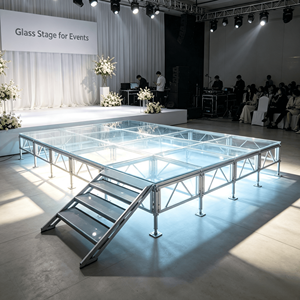 Palco in Vetro Temperato con Telaio in Alluminio, Piattaforma Modulare Trasparente per Matrimoni, Eventi, Mostre e <span class=keywords><strong>Concerti</strong></span> - Product Image 5