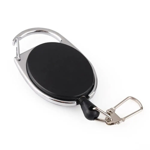 2024 Wholesale Key Hanger Plastic Outershell Round Shape Retractable Cord with Alligator Clips Key Holder