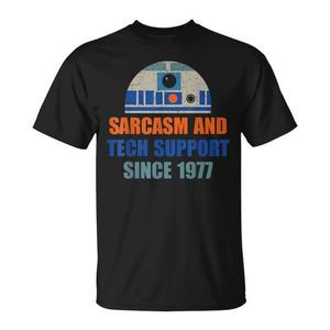 Sarcasmo e assistenza tecnica dal 1977 T-shirt - Product Image 1