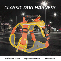 Nouvel ensemble harnais et laisse pour chien en polyester, classique, élégant et simple, avec localisateur anti-choc et sangle de poitrine réfléchissante (style tendance) pour petits chiens