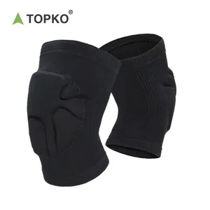 TOPKO penyangga lutut pabrik dengan bantalan silikon Dan bar samping logam elastis-lengan kompresi untuk lari, Weightli