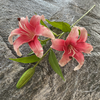 Nouvelles fleurs de lys artificielles en PU à 3 têtes, 71 cm, roses et blanches, pour la décoration de la maison et des mariages