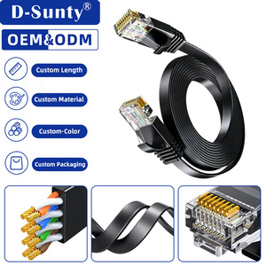 Câble Ethernet plat Cat6 UTP RJ45, cordon de raccordement LAN en PVC noir et blanc, 1m 5m, cuivre pur pour le câblage du routeur, 32AWG - Product Image 2