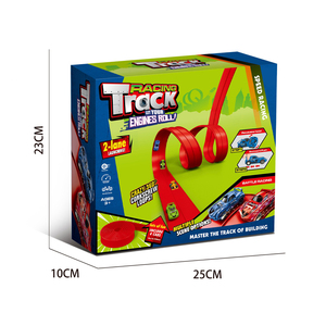 <span class=keywords><strong>Pista</strong></span> de <span class=keywords><strong>carreras</strong></span> flexible mejorada para coches de rueda caliente, pistas enrollables portátiles para niños, compatibles con 4 coches fundidos a presión y ventosas - Product Image 2