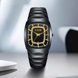 <span class=keywords><strong>LIGE</strong></span> LG89189 Oro Negro Mujer <span class=keywords><strong>reloj</strong></span> de lujo Mujer elegante diamante señora cuarzo muñeca cerámica impermeable <span class=keywords><strong>Reloj</strong></span> Mujer regalo - Product Image 3