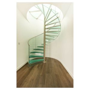 Prima escaleras decorativas de acero personalizadas Invisible Stringer Escalera <span class=keywords><strong>Caracol</strong></span> Interior Villa escalera circular interior peldaño de madera H - Product Image 1
