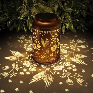 <b>Solar</b>-<b>powered</b> hummingbird hollowed-out metal LED <b>lanterns</b> are suitable for gardens and courtyards - Product Image 5
