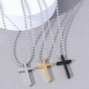 Colar de Cruz em Aço Inoxidável Hip Hop Punk para Homens, Joia Religiosa com Anel Interligado, Colar de Moda - Product Image 1