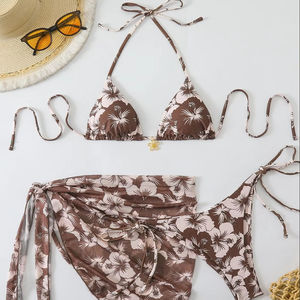 Traje de Baño Bikini de 2 Piezas con Estampado Floral, Moderno y Sexy para Mujer, Transpirable, de Secado Rápido, Poliéster Elástico, Varios Colores - Product Image 1