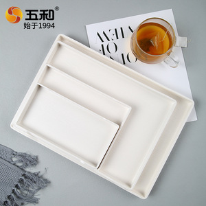 Wuhe Rectangular Serving Tray Melamine Plastic Hotel Tea Tray Household Storage Tray Japanese Style Black White Set - Product Image 4