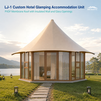 Unité de glamping hôtelier personnalisée avec toit en membrane PVDF de 1050g et mur en verre isolant pour projets hôteliers LJ-1