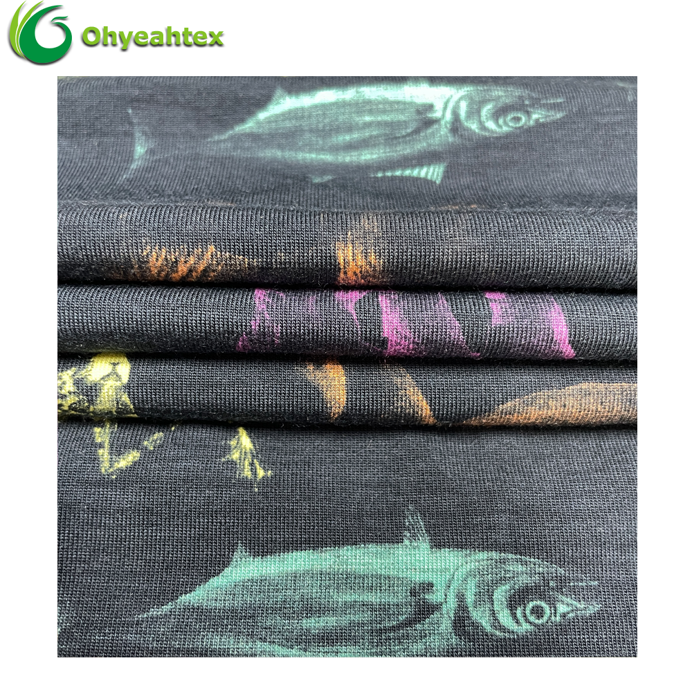 Высокое качество 220GSM цифровая печать ВИСКОЗА 95 модал 5 спандекс Джерси ткань для нижнего белья