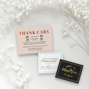 Tarjetas de Agradecimiento Personalizadas al por Mayor con Logotipo, Diseño en Blanco, para Bodas, Regalos, con Estampado Dorado en Caliente - Product Image 1