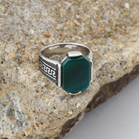 Luxus Big Gem stone Wide Punk Hochglanz 18 Karat vergoldet Edelstahl Antik Big Stones Wand muster Ring für Männer Frauen