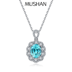 Collar con Colgante de Plata de Ley S925 con Incrustaciones de Paraiba Cultivada, Estilo Princesa <span class=keywords><strong>Diana</strong></span>, de la Fábrica de Joyería MUSHAN, para Mujer - Product Image 1