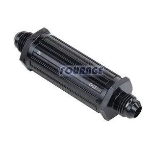 Pièces de performance automobile Aluminium AN Male Flare Inline/Input Fuel Filter with 30 / 150 Micron Insert Brass Element