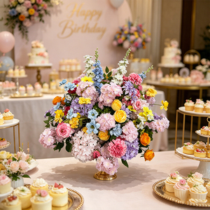 Sphères de fleurs artificielles en soie aux tons doux, fleurs mélangées, faites à la main, légères, pour la décoration de mariage et de lieux événementiels - Product Image 3