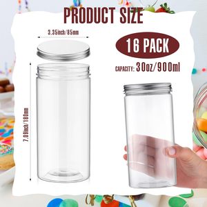 Pot en PET transparent de qualité alimentaire 370 ml, boîte hermétique avec couvercle à vis en aluminium facile à ouvrir, pour le stockage du sucre, des bonbons et des gâteaux - Product Image 3