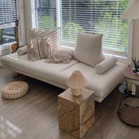Kreatives Rückenfreies Stoffsofa Modernes Minimalistisches Bewegliches Schlafsofa Multifunktionale Chaiselongue für Schlafzimmer Arbeitszimmer Kleine Wohnung