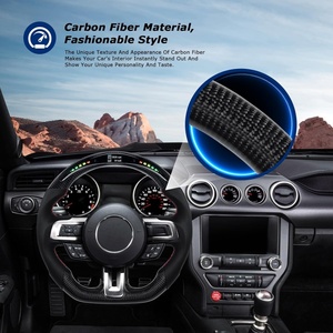 พวงมาลัยคาร์บอนไฟเบอร์แท้สำหรับมัสแตง ปี 2015-2017 รูปทรง D พร้อมไฟ LED หุ้มหนัง Nappa แบบเจาะรู พวงมาลัยแบบฐานตัด - Product Image 3