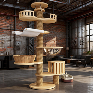 Produsen Grosir Pohon Panjat Kucing Mewah Modern dari Kayu Sisal Ramah Lingkungan dengan 4+ Tingkat Ketinggian yang Dapat Disesuaikan - Product Image 4