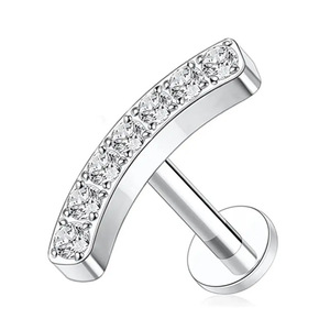 Boucles d'oreilles en titane F136 en forme de coeur Zircon dent intérieure lèvre filetée 1.2mm G23 alliage de titane plat fond oreille os <span class=keywords><strong>clou</strong></span> - Product Image 6