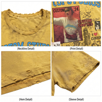 T-shirt personnalisé unique pour homme, 300 g/m², 100 % coton, effet délavé soleil, imprimé graphique, coupe ample, style streetwear vieilli