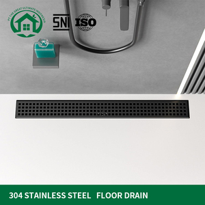 Pano.V Black <b>Linear</b> 304 Brushed Stainless Steel with Removable Grate Cover Adjustable Hair Strainer Feet Shower <b>Drain</b> - Product Image 4