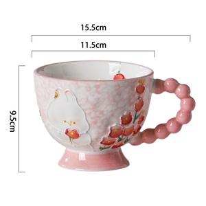 Ly sứ gốm men nổi họa tiết thủ công xưởng MM, ly uống nước, ly ăn sáng, ly ăn cháo, kiểu dáng đẹp, dùng làm quà tặng, có tay cầm - Product Image 5