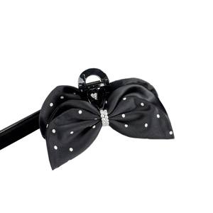 Lazo de Pelo Francés Retro Romántico de Doble Cara con Puntos de Polka y Cristales, Elegante y Brillante, de Alta Gama para Mujer - Product Image 5