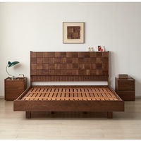Cadre de lit en bois massif avec rangement, lit plateforme moderne du milieu du siècle, gain de place et écologique, disponible en taille Queen