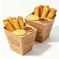 Boîte à frites biodégradable de qualité alimentaire, format personnalisé, design gratuit, en papier, pour emballage de churros chauds