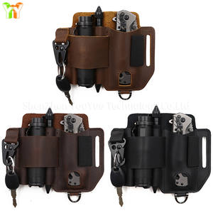 Étui à outils EDC en cuir de vachette véritable pour <span class=keywords><strong>homme</strong></span>, étui de <span class=keywords><strong>ceinture</strong></span>, étui de poche pour lampe de poche couteau OEM/ODM pris en charge - Product Image 5