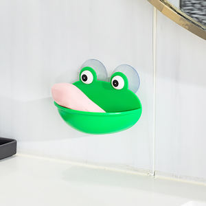 אניה צפרדע חמוד צורה צפרדע פלסטיק עמיד עם צלחת סבון רכוב קיר נייד נייד - Product Image 5